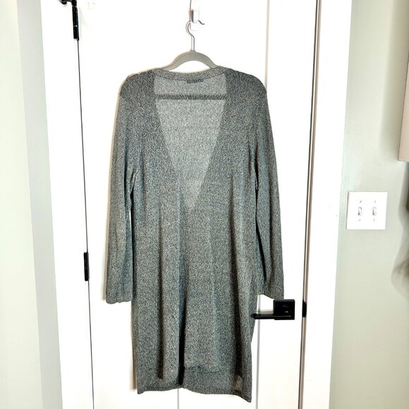 Eileen Fisher Gray Linen Blend Long-Lined Long Sleeve Cardigan Lagenlook Size XL - Picture 5 of 5